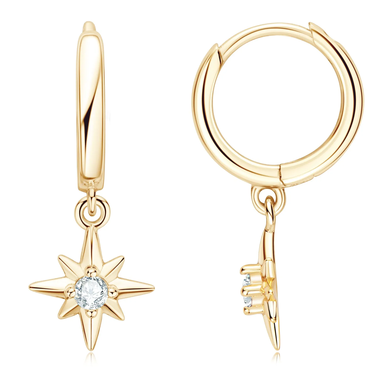 0.12CTW. Round Cut Moissanite Dangle Hoop Earrings