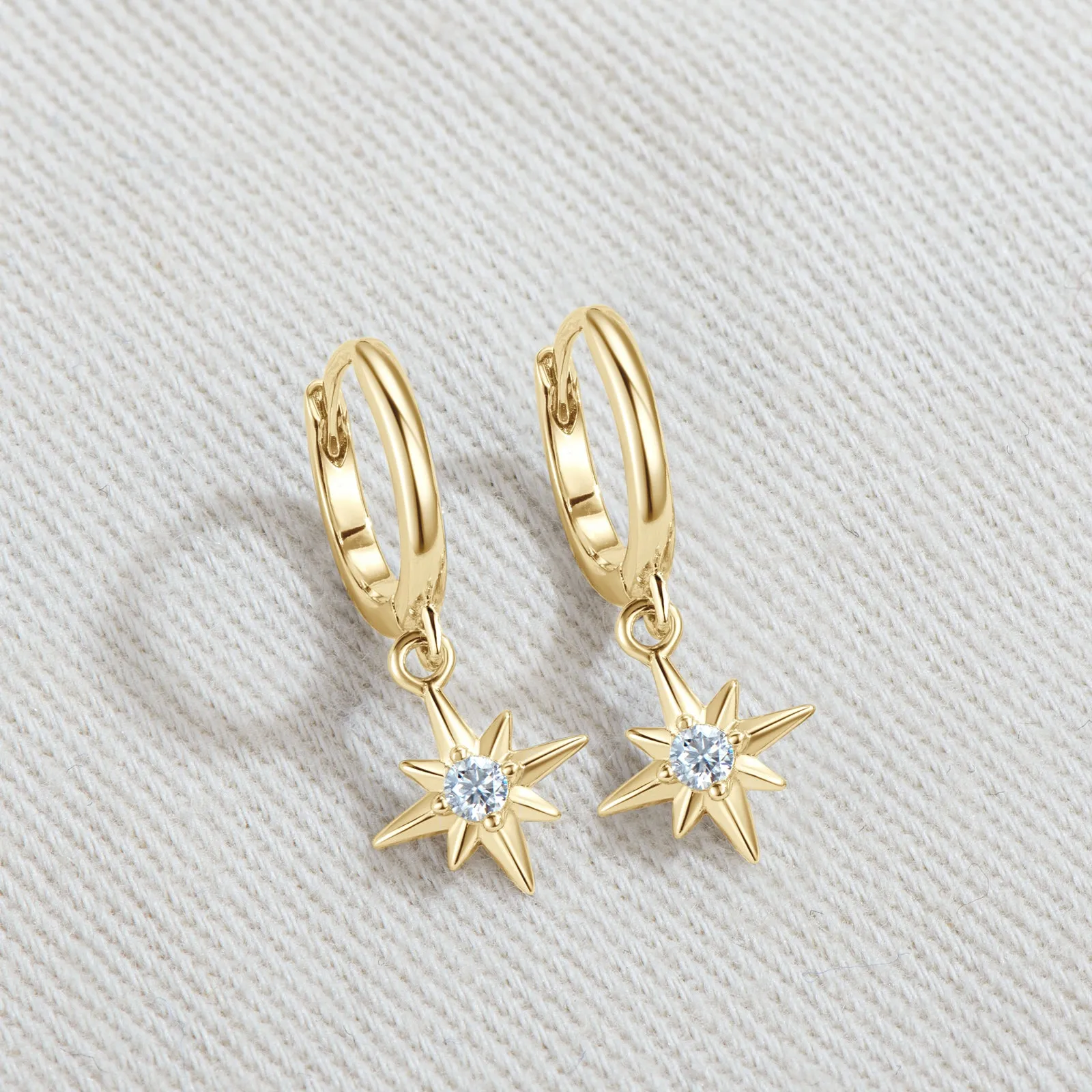 0.12CTW. Round Cut Moissanite Dangle Hoop Earrings
