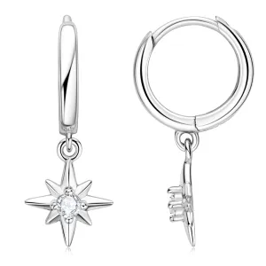 0.12CTW. Round Cut Moissanite Dangle Hoop Earrings