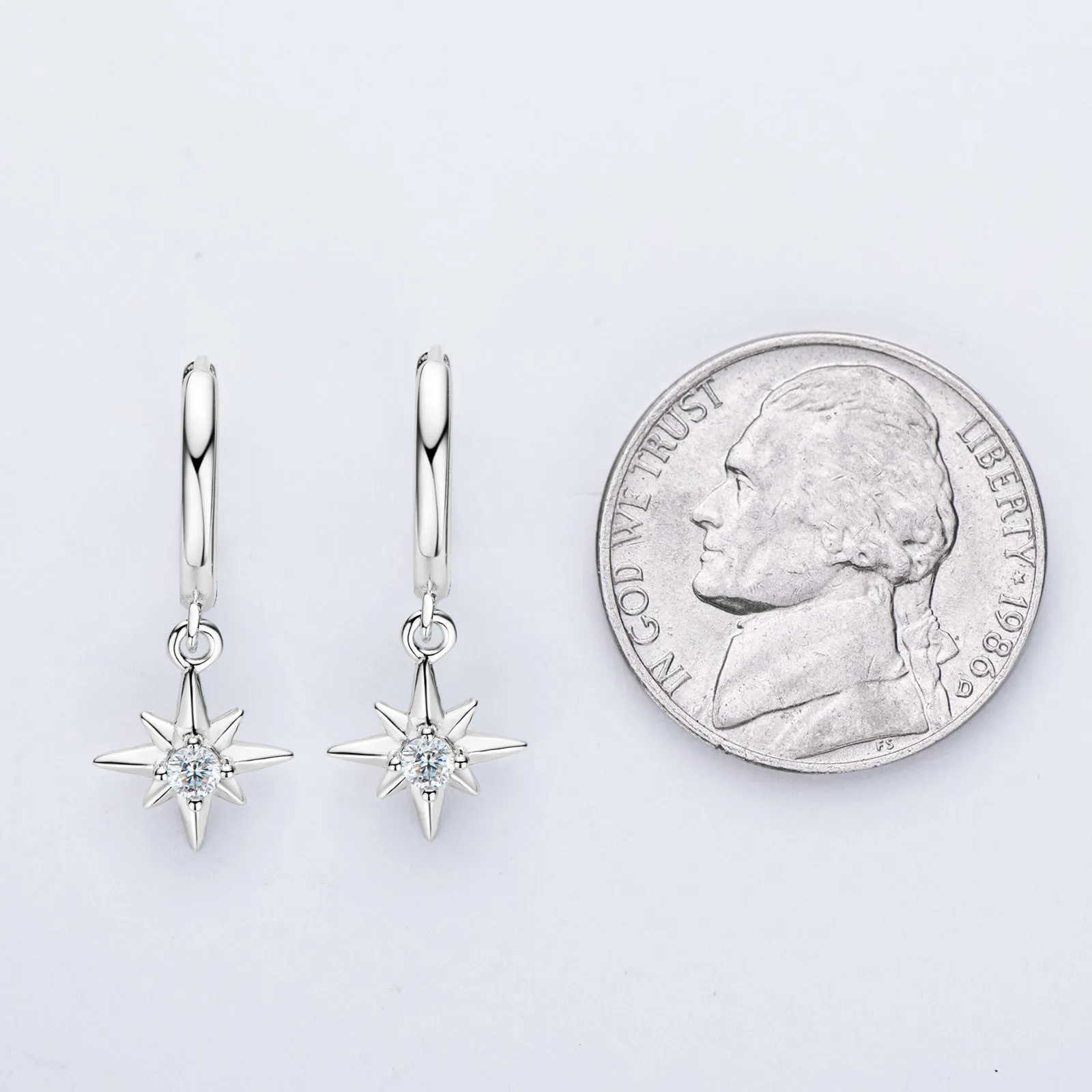 0.12CTW. Round Cut Moissanite Dangle Hoop Earrings