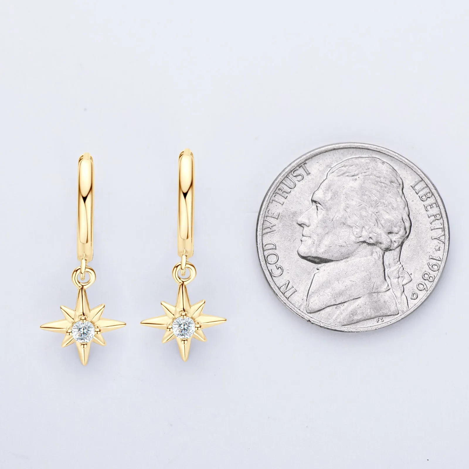 0.12CTW. Round Cut Moissanite Dangle Hoop Earrings