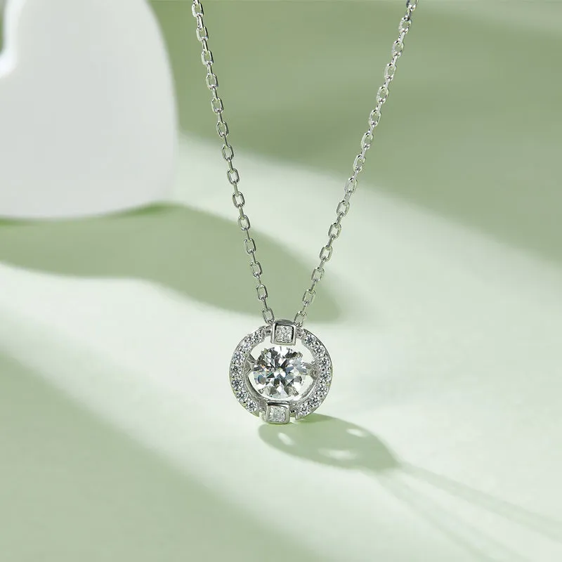 0.5CT Round Cut Dancing Moissanite Pendant Necklace