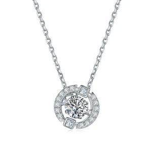 0.5CT Round Cut Dancing Moissanite Pendant Necklace