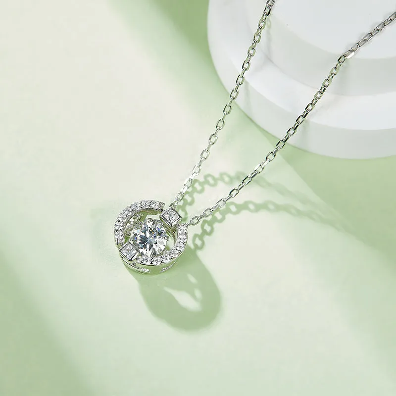 0.5CT Round Cut Dancing Moissanite Pendant Necklace