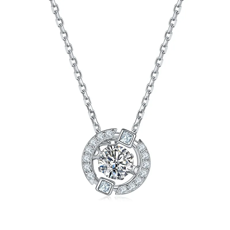 0.5CT Round Cut Dancing Moissanite Pendant Necklace