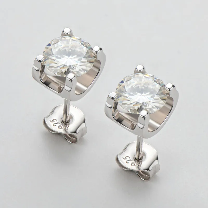 0.5ct/1.0ct Classic Round Cut Moissanite Stud Earrings