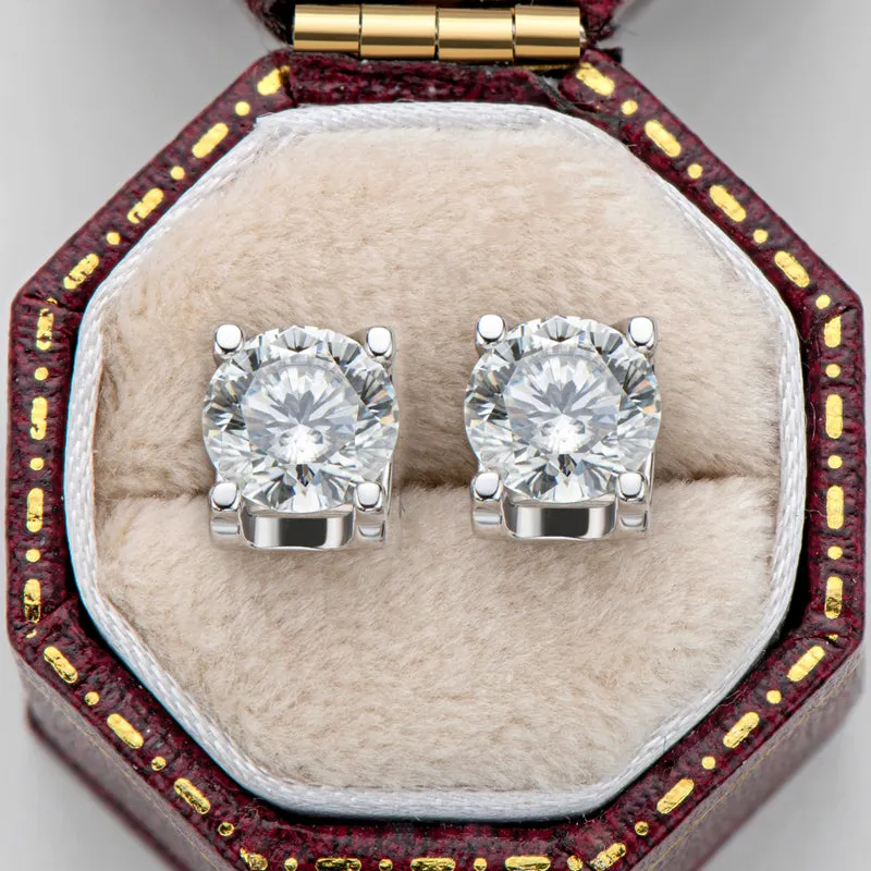 0.5ct/1.0ct Classic Round Cut Moissanite Stud Earrings