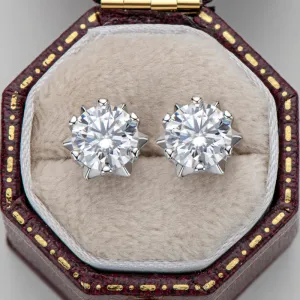 0.5ct/1.0ct Snowflake Round Brilliant Cut Moissanite Stud Earrings