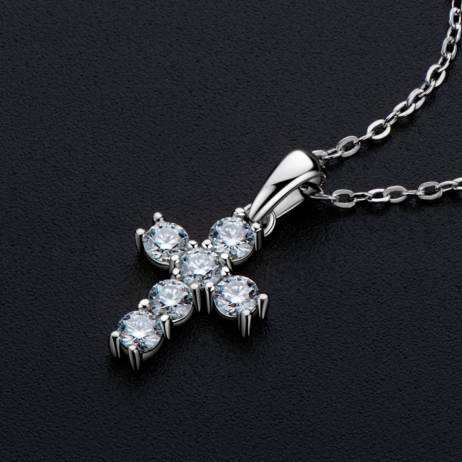 0.6CTW. Round Cut Moissanite Cross Pendant Necklace