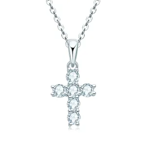 0.6CTW. Round Cut Moissanite Cross Pendant Necklace