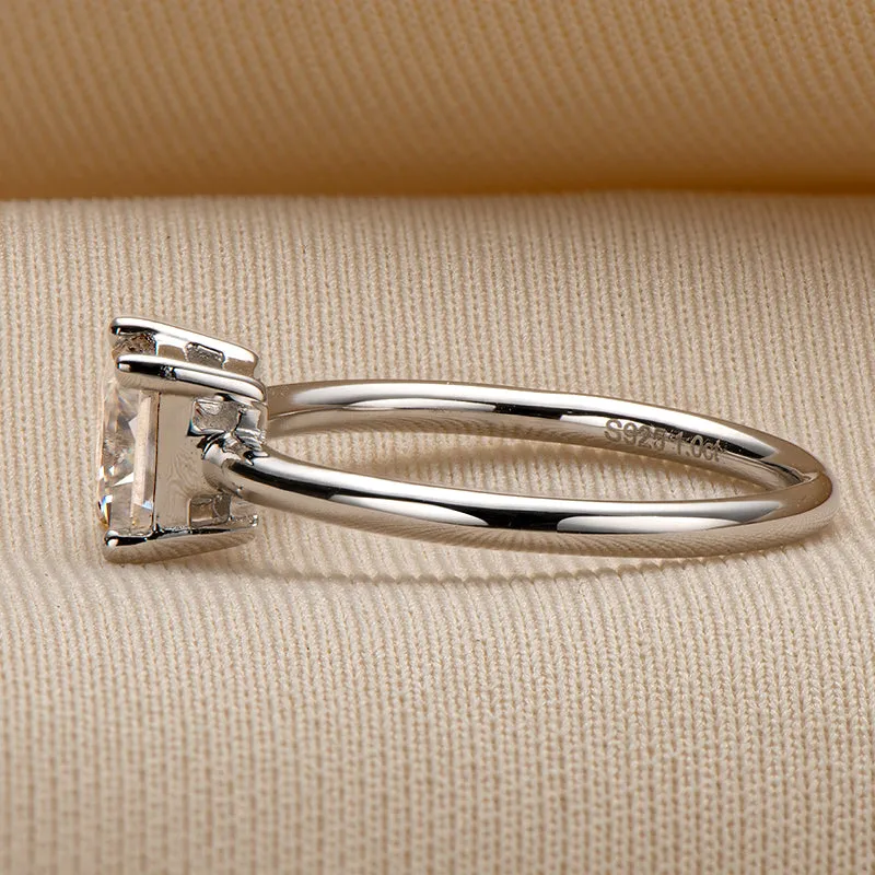 1.0ct Princess Cut Moissanite Solitaire Ring