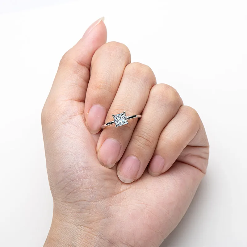 1.0ct Princess Cut Moissanite Solitaire Ring