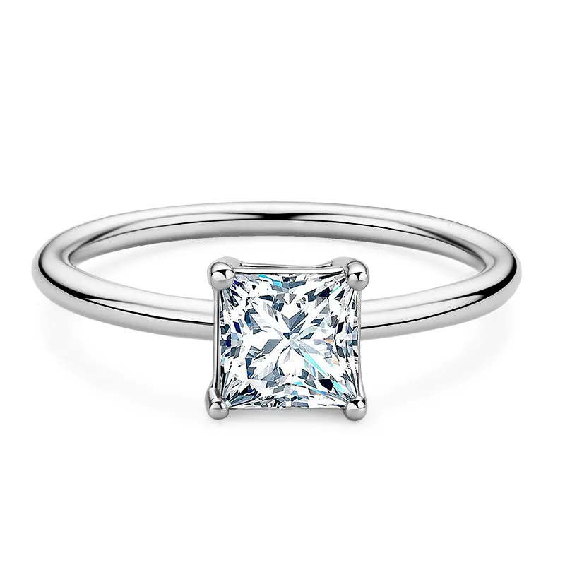 1.0ct Princess Cut Moissanite Solitaire Ring