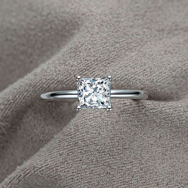 1.0ct Princess Cut Moissanite Solitaire Ring