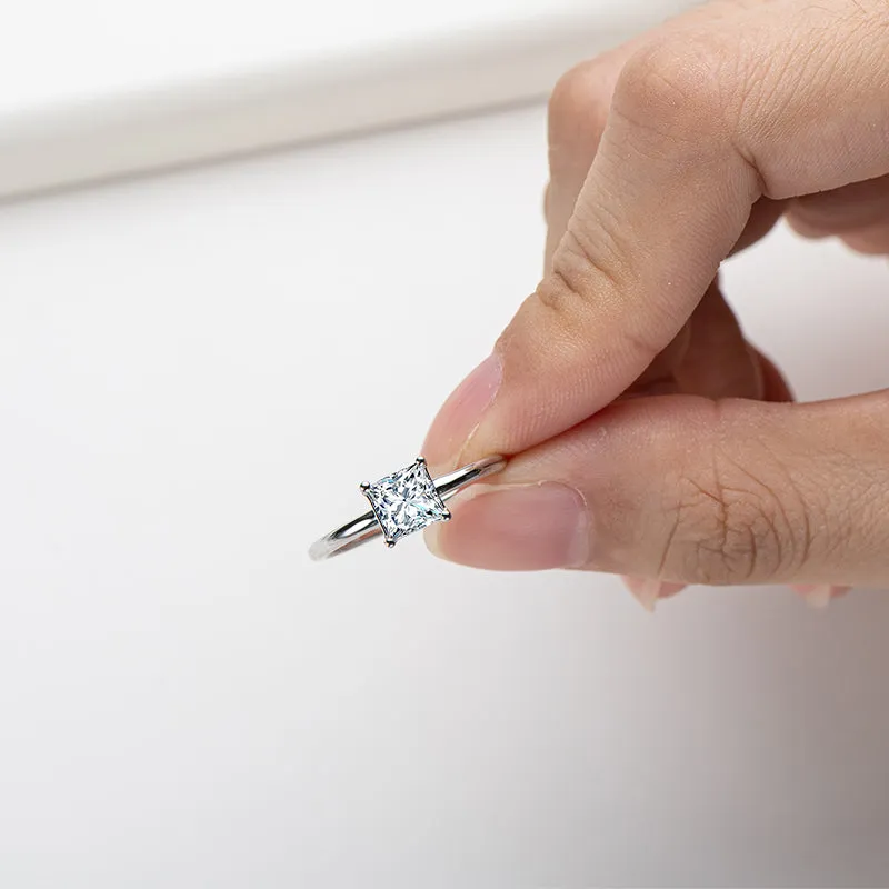 1.0ct Princess Cut Moissanite Solitaire Ring