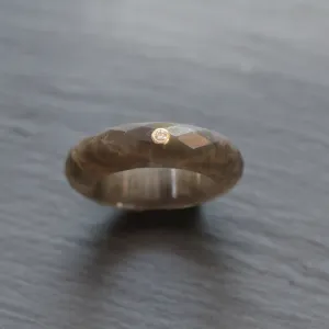 14k Gold Diamond   Moonstone Band Ring