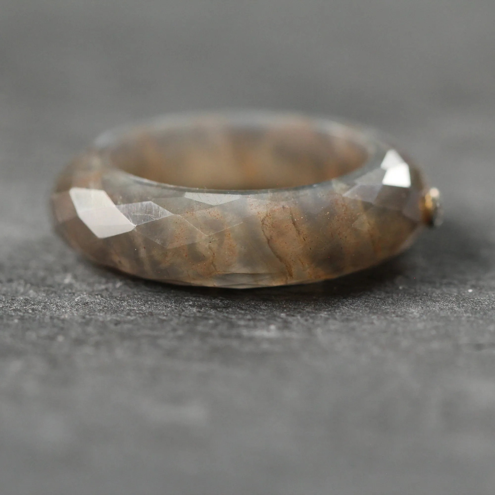 14k Gold Diamond   Moonstone Band Ring