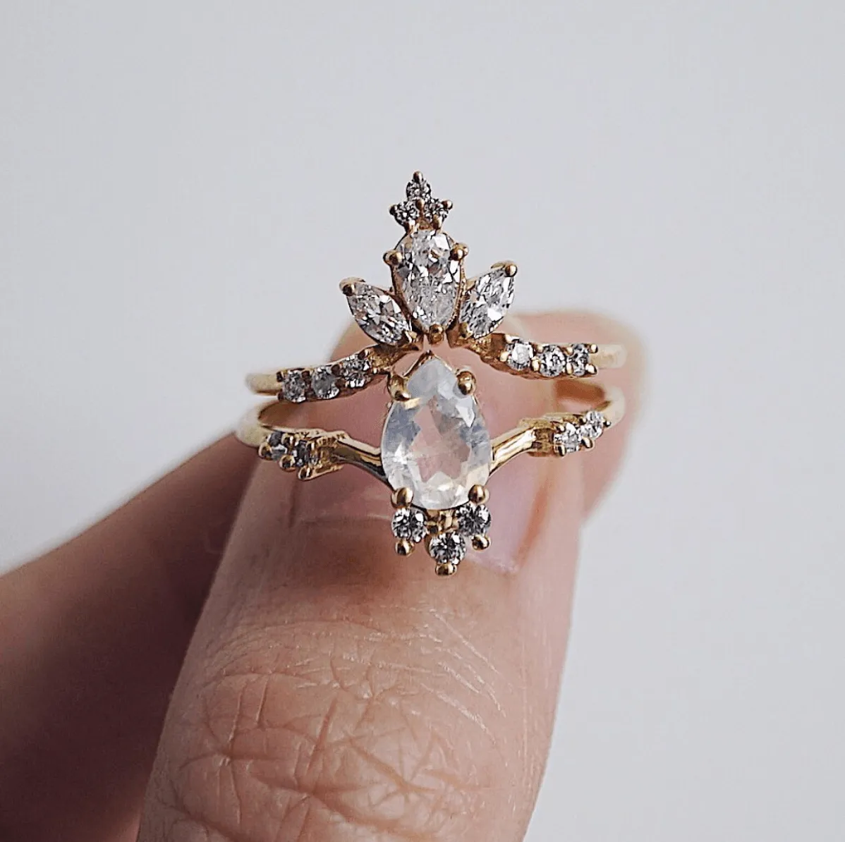 14K Majestic Moonstone Ring Set