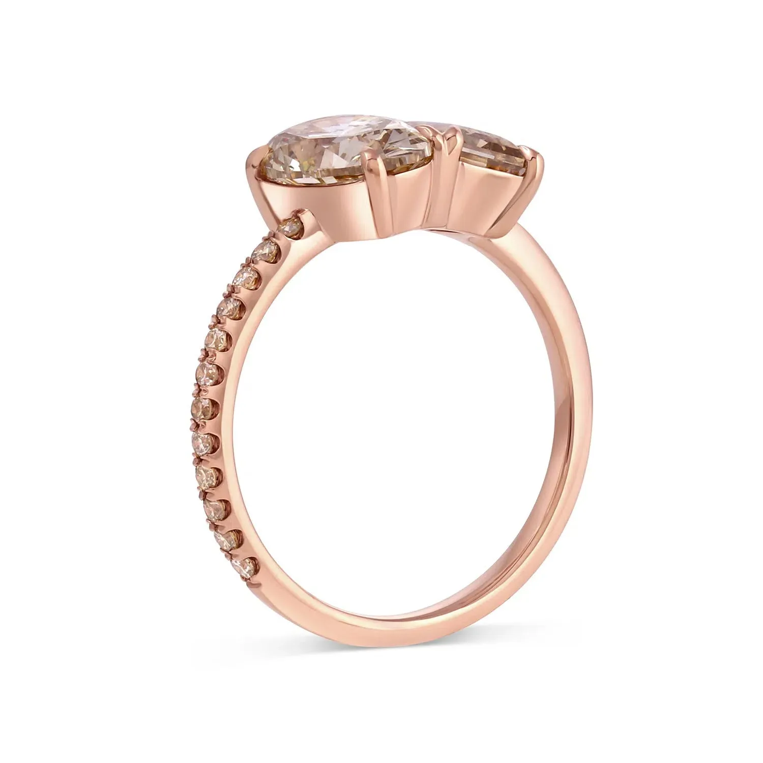 1.50ct Oval & 1.01ct Emerald-Cut Champagne Diamond Engagement Ring