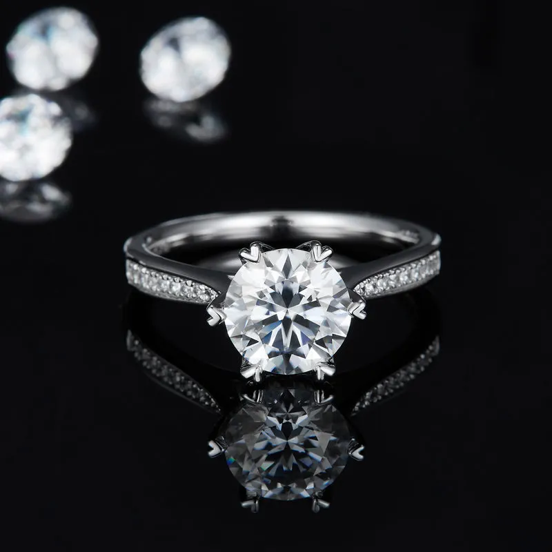 1.5ct/2.0/3.0CT Round Cut Moissanite Ring