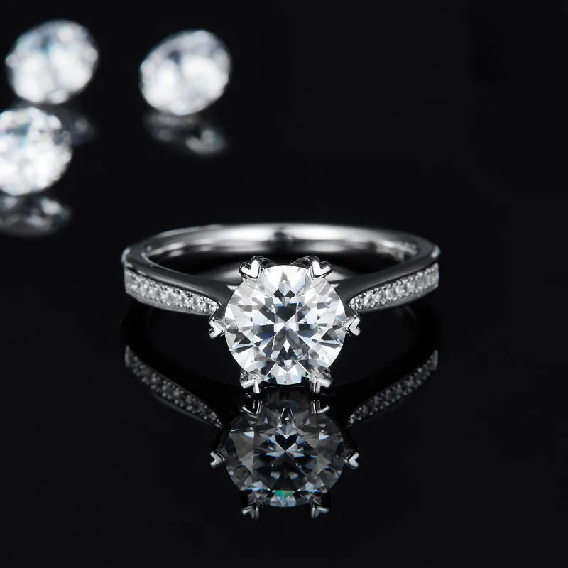 1.5ct/2.0/3.0CT Round Cut Moissanite Ring