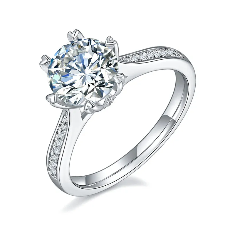 1.5ct/2.0/3.0CT Round Cut Moissanite Ring