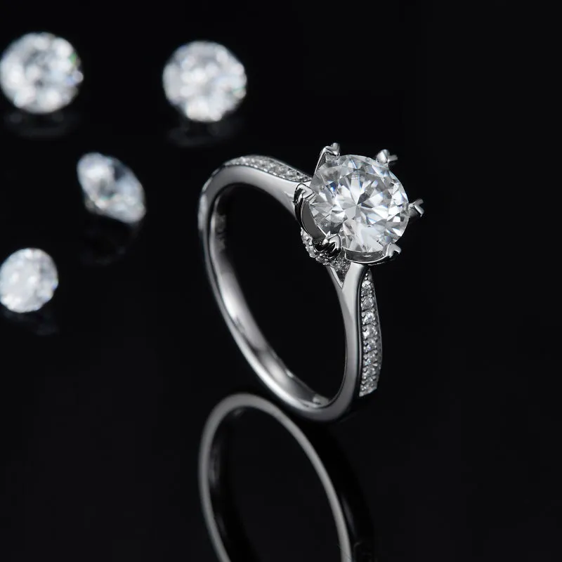 1.5ct/2.0/3.0CT Round Cut Moissanite Ring