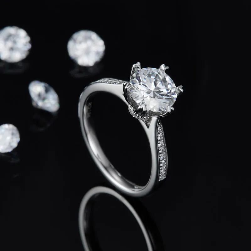 1.5ct/2.0/3.0CT Round Cut Moissanite Ring