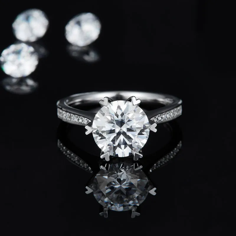 1.5ct/2.0/3.0CT Round Cut Moissanite Ring