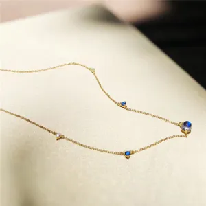 18K Gold Round Natural Diamond Moonstone 0.04ct Necklace