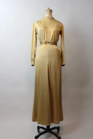 1930s GOLD GODDESS belted dress gown small | new fall