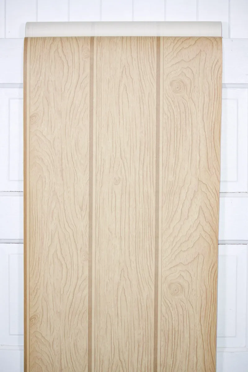 1940s Faux Wood Grain Vintage Wallpaper