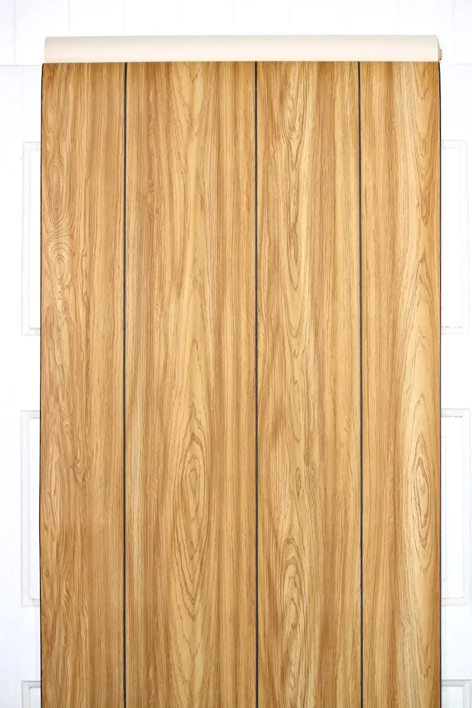 1970s Faux Wood Grain Vintage Wallpaper
