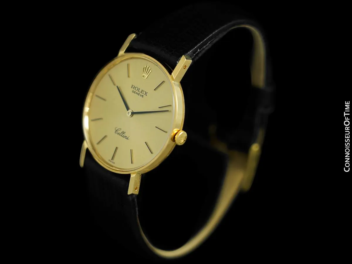 1973 Rolex Cellini Vintage Mens Midsize Handwound Watch, Ref. 3833 - 18K Gold