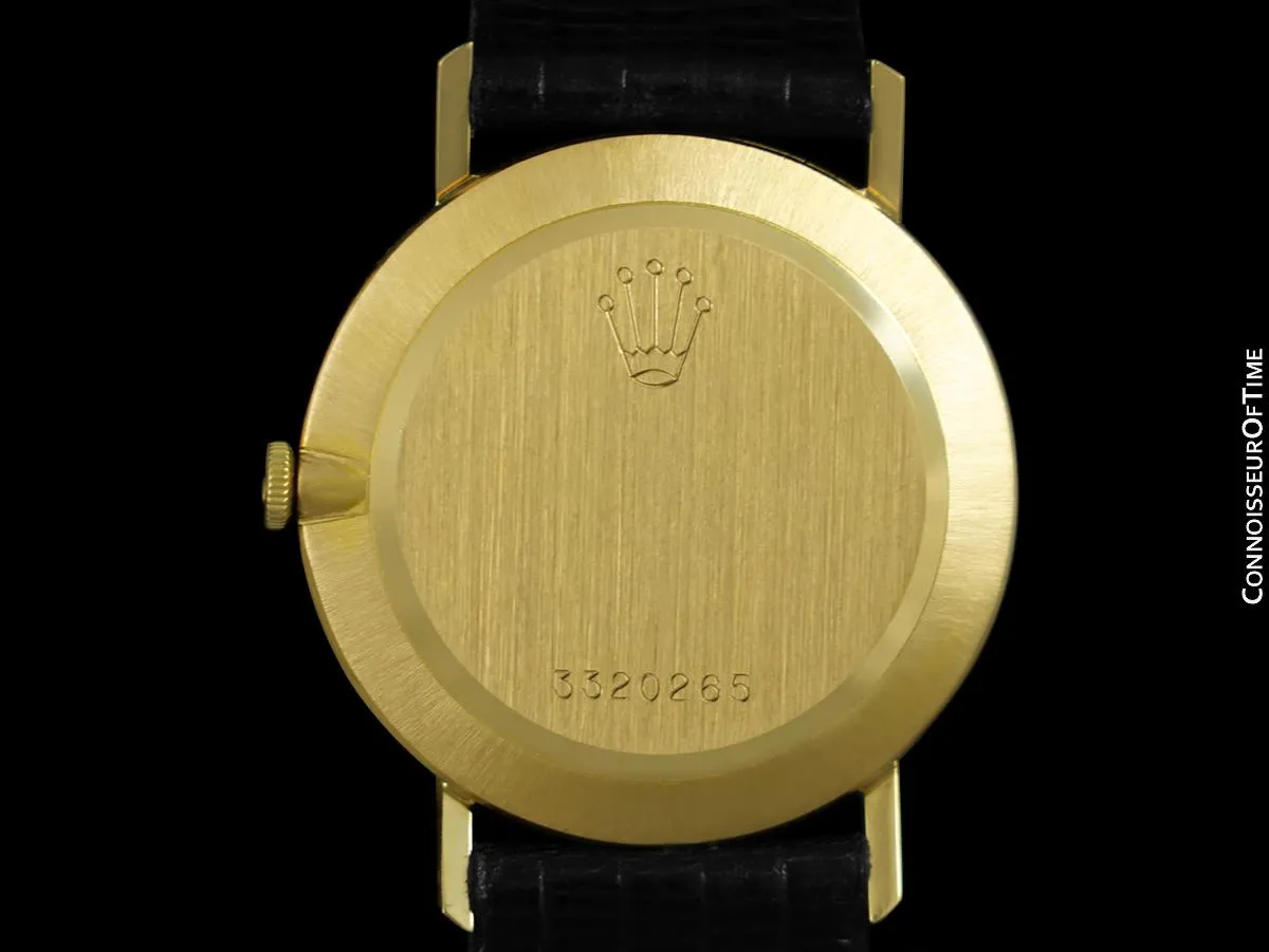 1973 Rolex Cellini Vintage Mens Midsize Handwound Watch, Ref. 3833 - 18K Gold