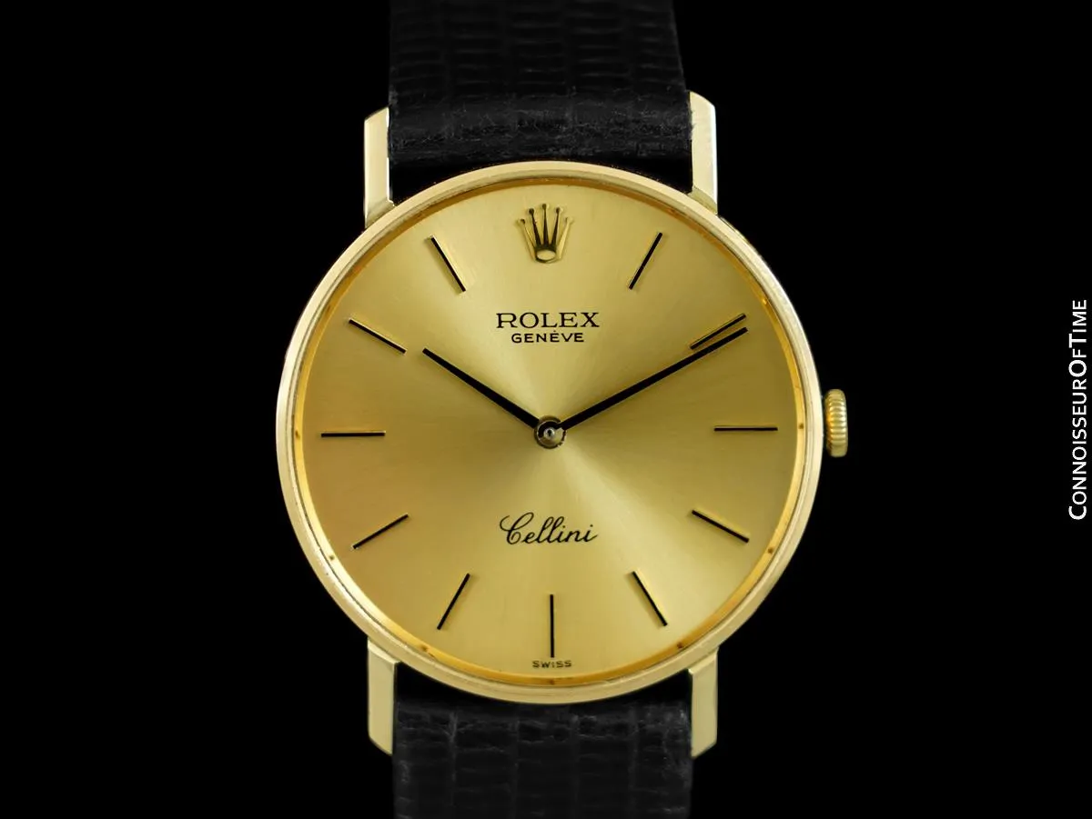 1973 Rolex Cellini Vintage Mens Midsize Handwound Watch, Ref. 3833 - 18K Gold