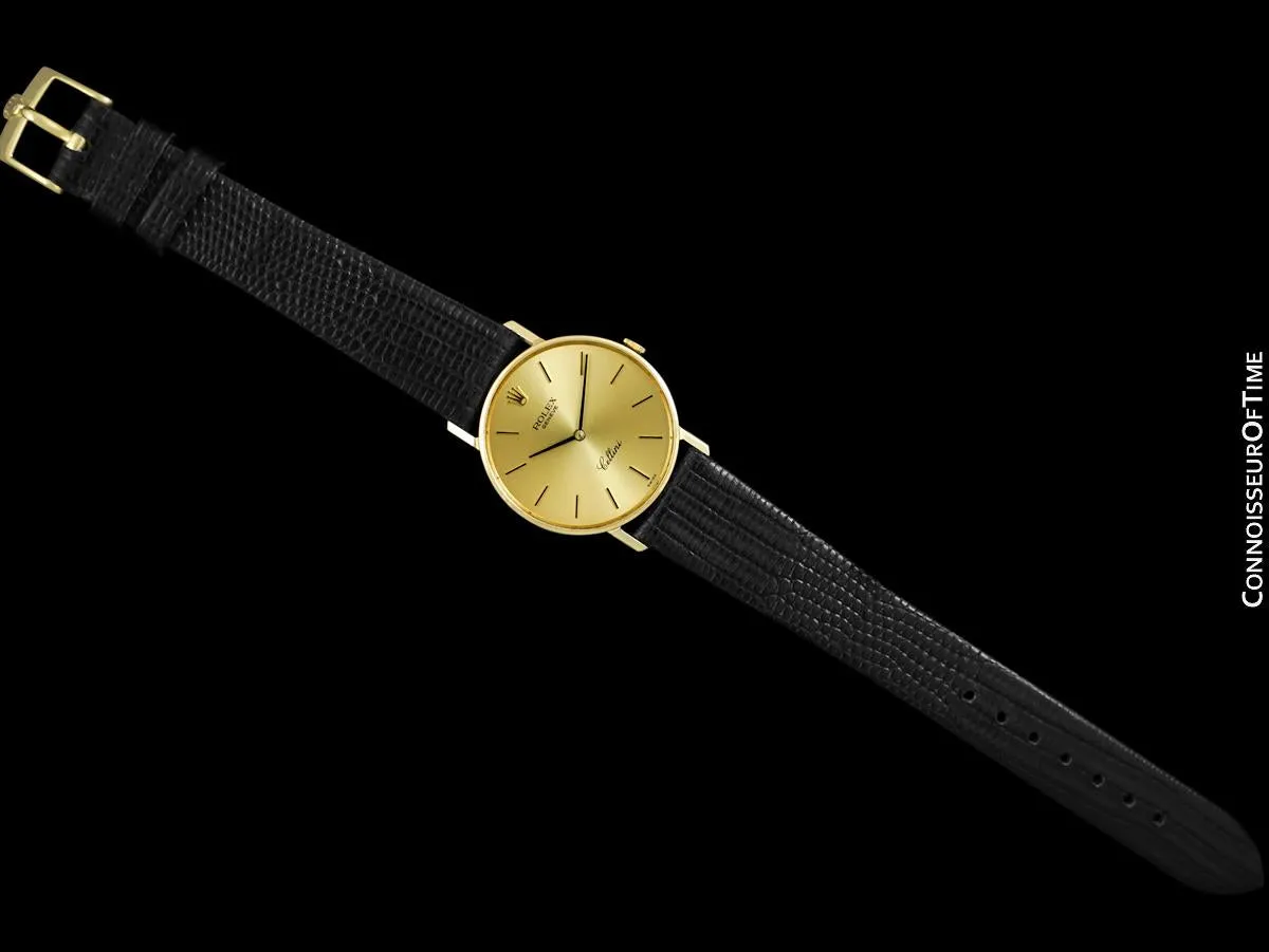1973 Rolex Cellini Vintage Mens Midsize Handwound Watch, Ref. 3833 - 18K Gold