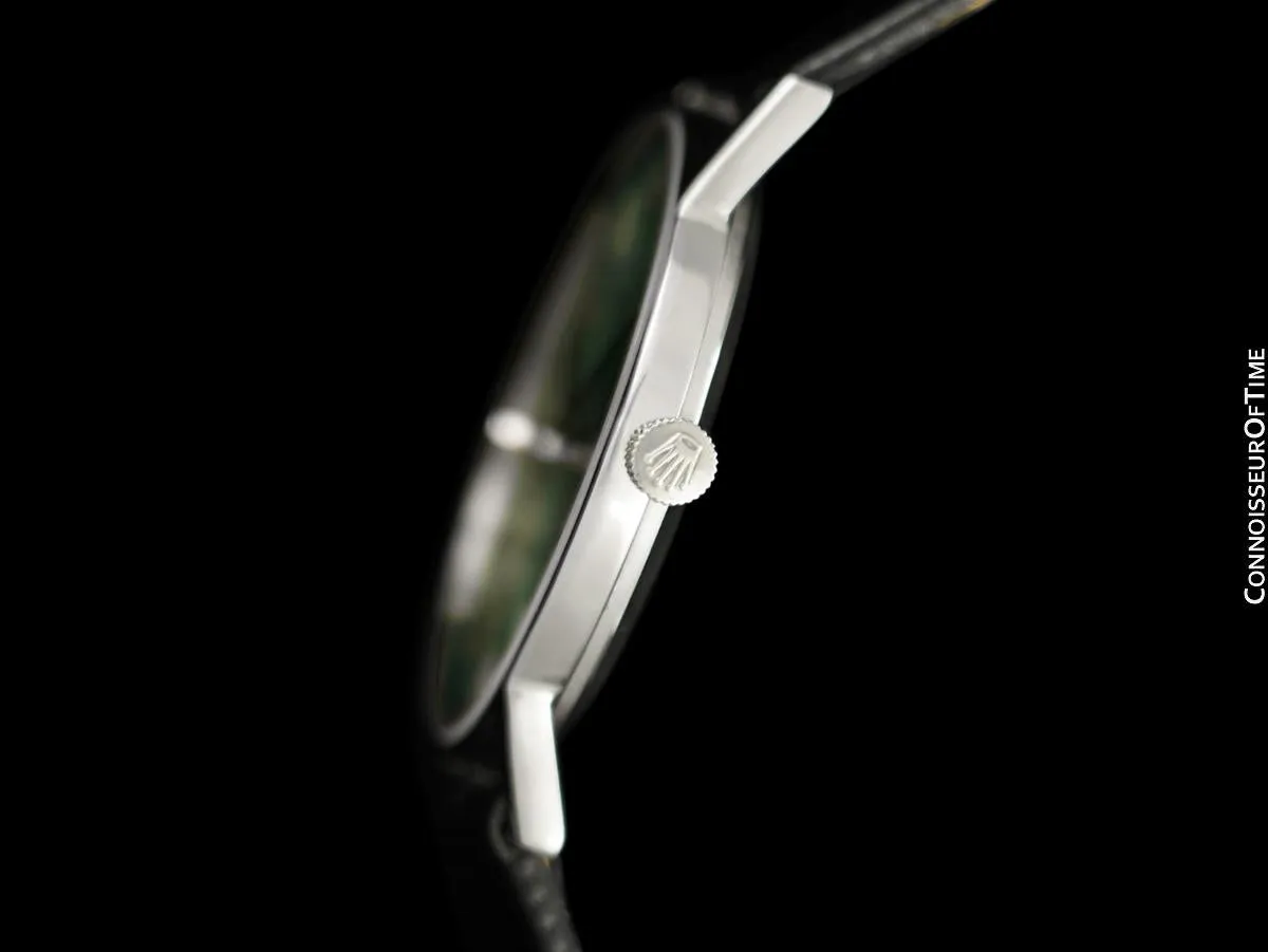 1973 Rolex Cellini Vintage Mens Midsize Handwound Watch with Tiffany Blue Dial, Ref. 3833 - 18K White Gold
