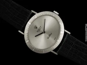 1976 Rolex Cellini Vintage Mens Midsize Handwound Oval Watch, Ref. 4083 - 18K White Gold