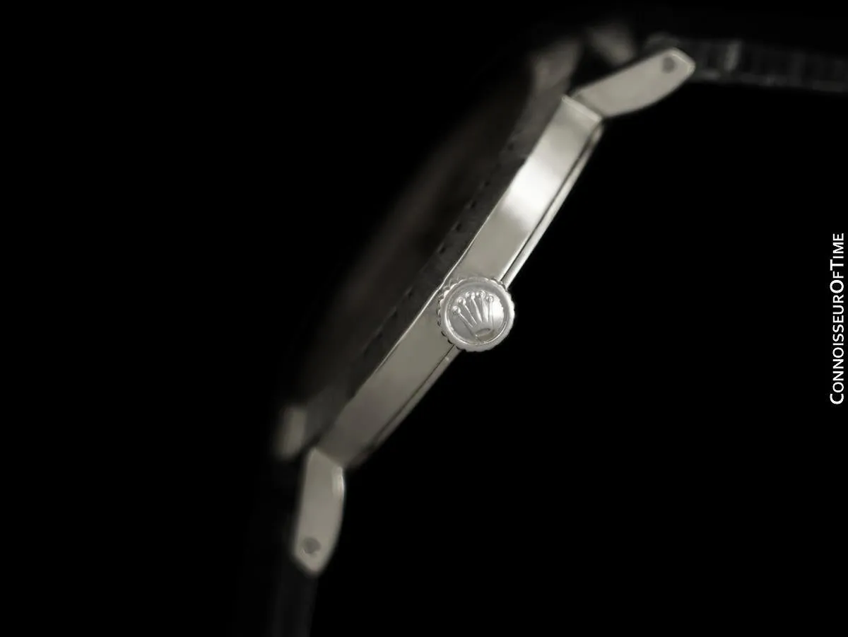 1976 Rolex Cellini Vintage Mens Midsize Handwound Oval Watch, Ref. 4083 - 18K White Gold