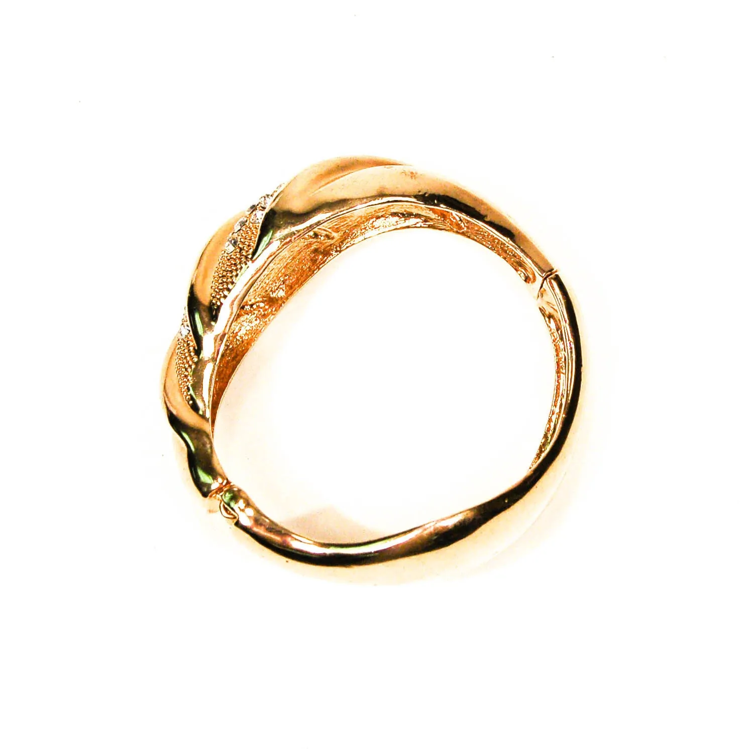 1980's Gold Tone Rhinestone Wave Bracelet