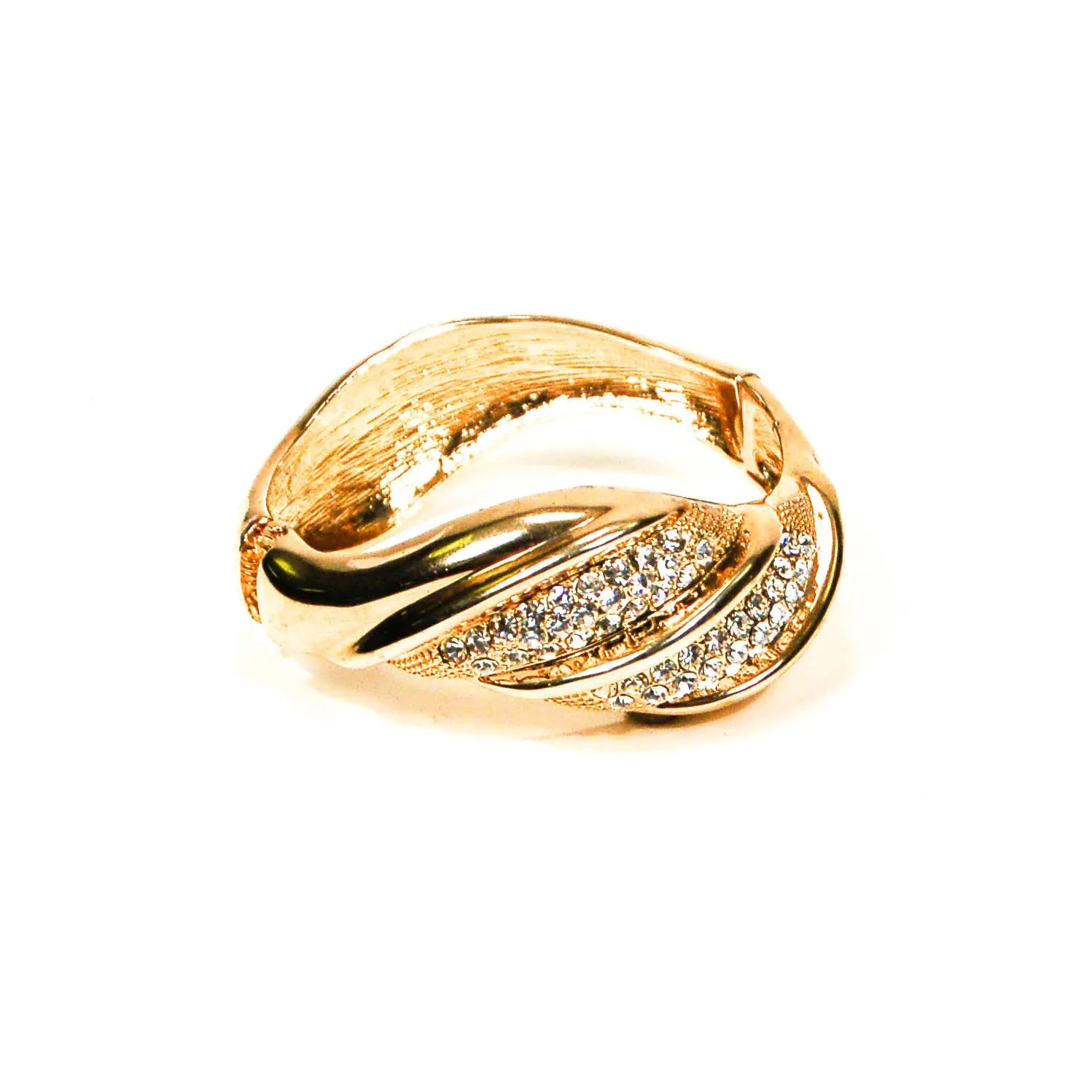 1980's Gold Tone Rhinestone Wave Bracelet