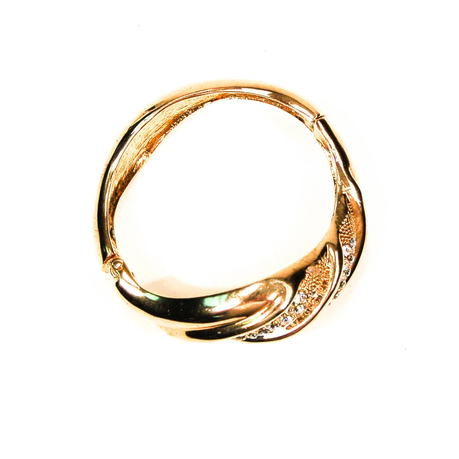 1980's Gold Tone Rhinestone Wave Bracelet