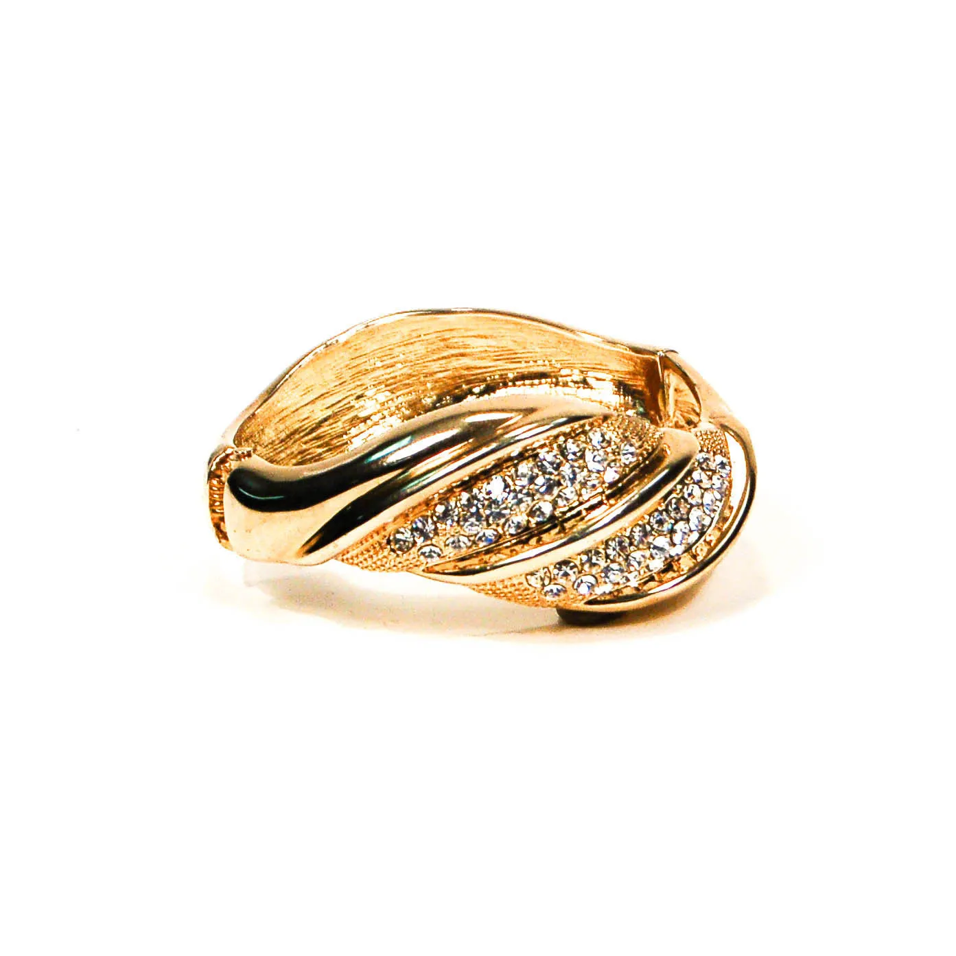 1980's Gold Tone Rhinestone Wave Bracelet