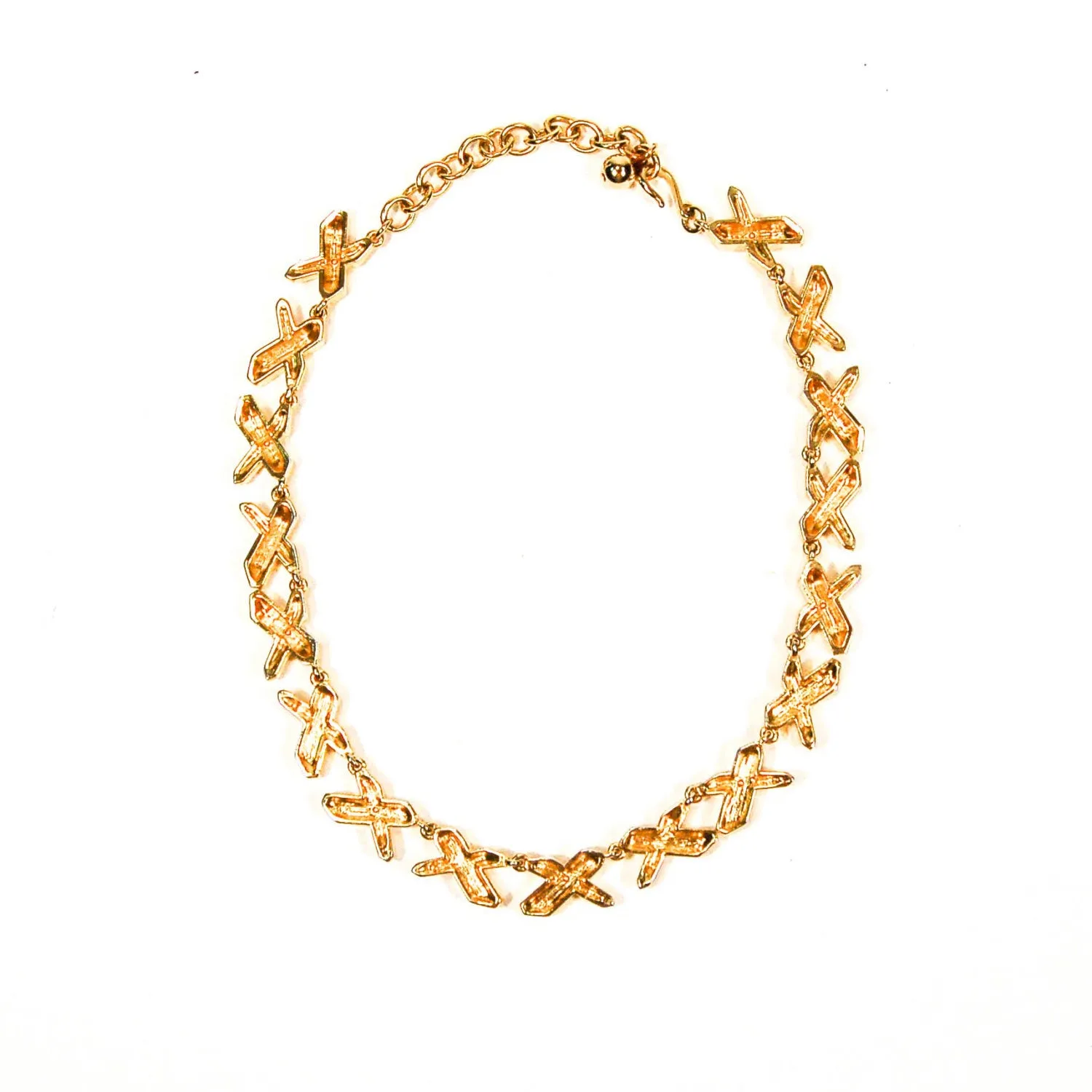 1980's Statement Necklace with Rhinestone X Detail