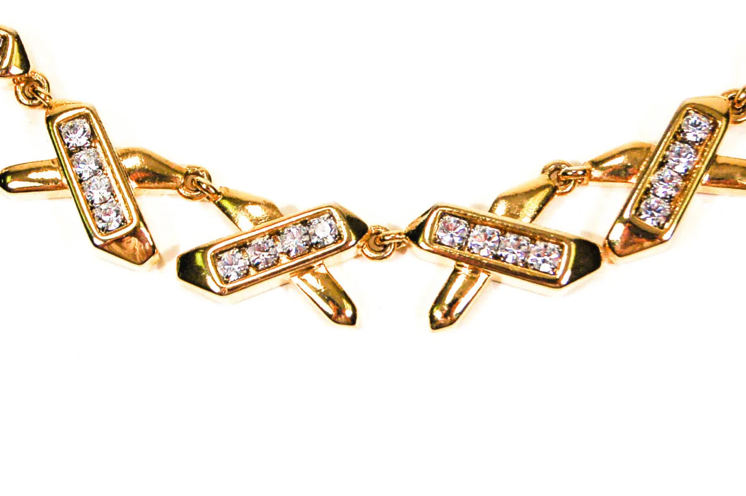 1980's Statement Necklace with Rhinestone X Detail
