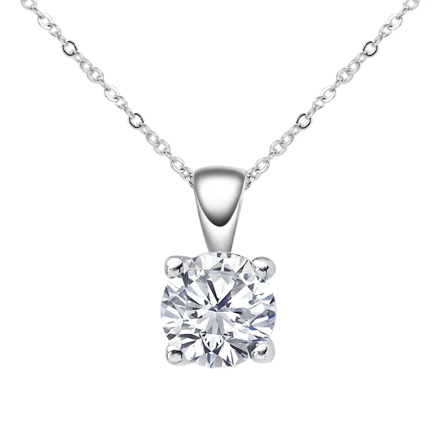 1CT Round Cut Moissanite Diamond Pendant Necklace