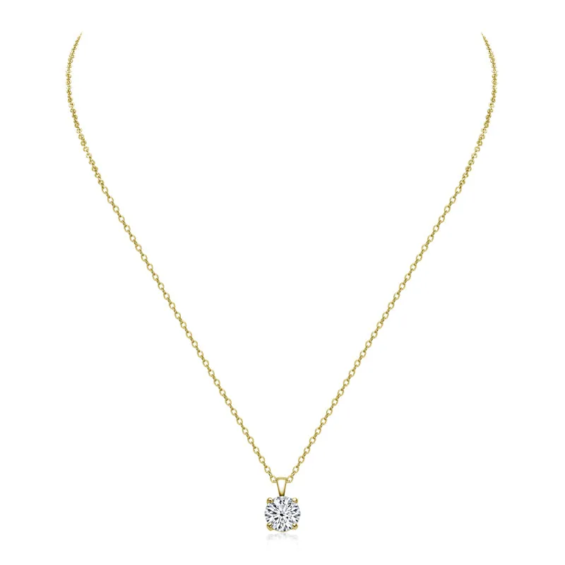 1CT Round Cut Moissanite Diamond Pendant Necklace