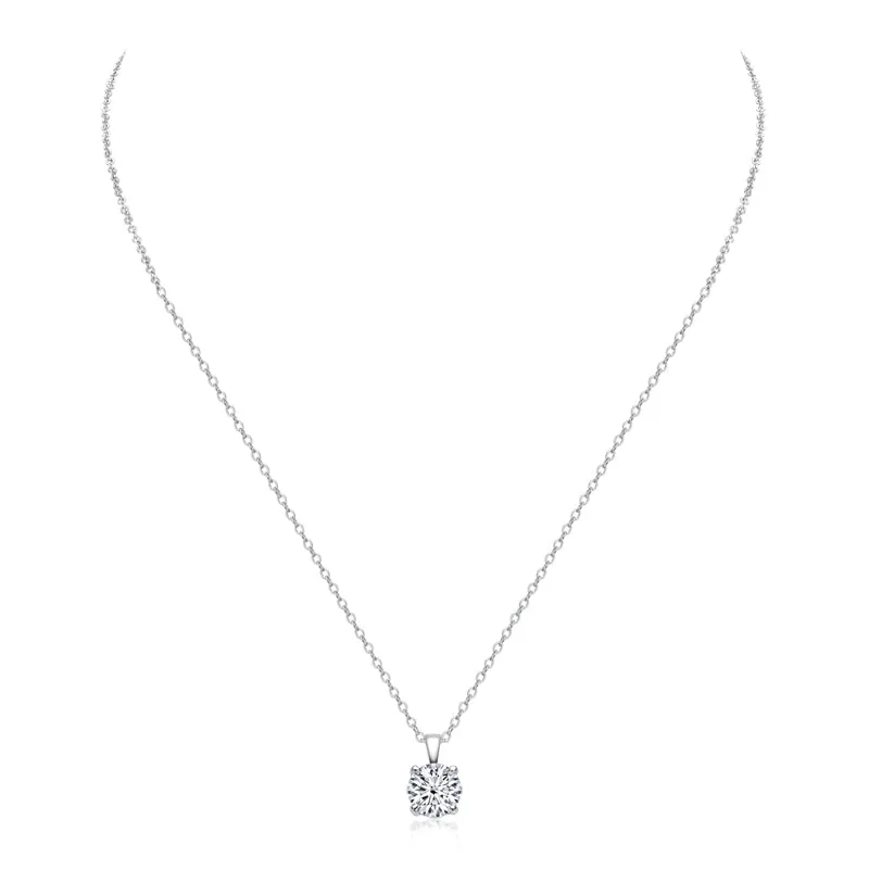 1CT Round Cut Moissanite Diamond Pendant Necklace