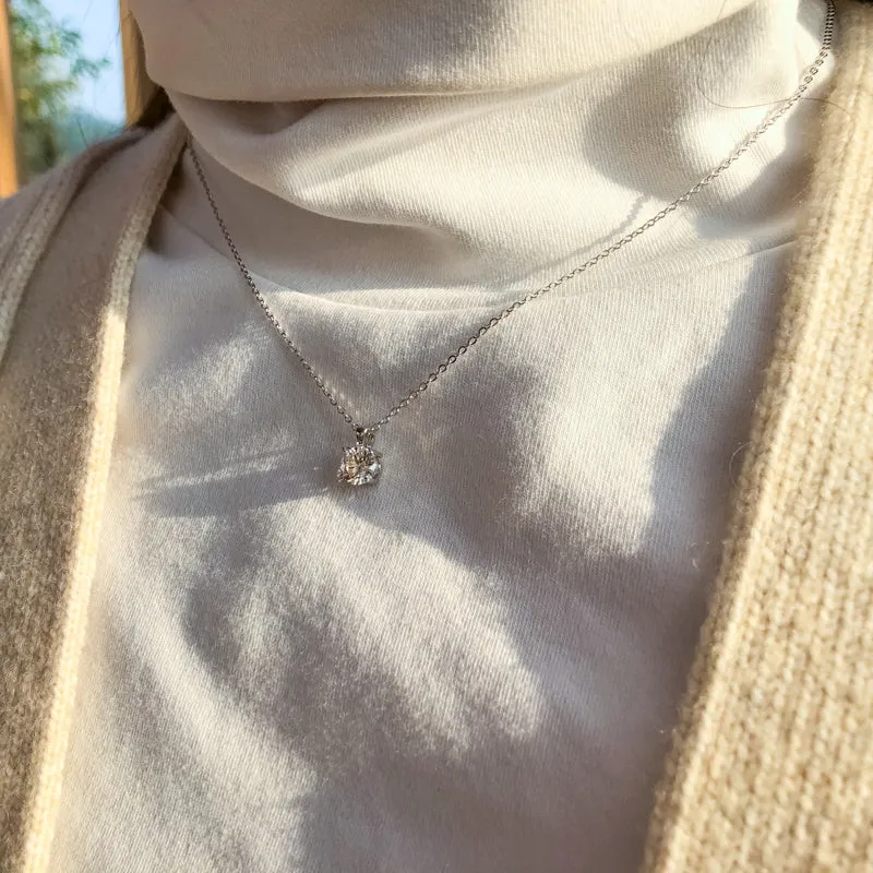 1CT Round Cut Moissanite Diamond Pendant Necklace